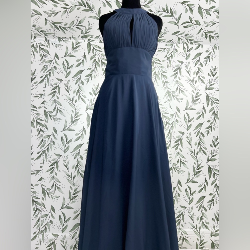 Elegant Navy Blue Evening Gown Bridesmaid Wedding Gala Sz S 4 Maxi NWT #8 Prom - Picture 4 of 14